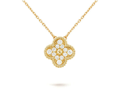 [Peak]15MM CLOVER FLOWER DIAMOND PENDANT NECKLACE COLLECTION