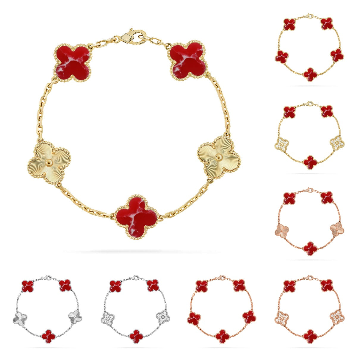[Peak]LUCKY CLOVER 5-MOTIF BRACELET - RED LARIMAR COLLECTION