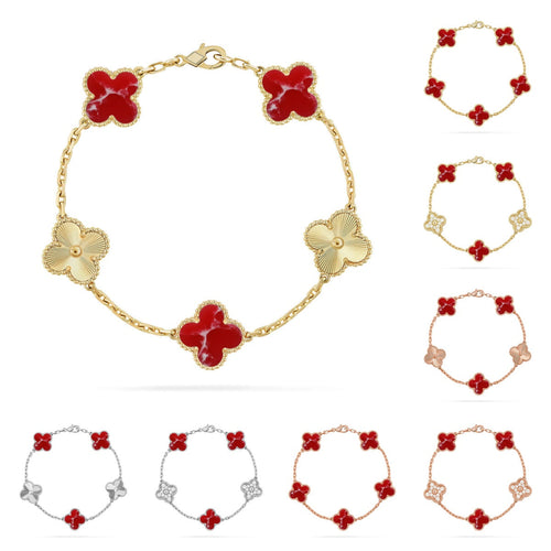 [Peak]LUCKY CLOVER 5-MOTIF BRACELET - RED LARIMAR COLLECTION