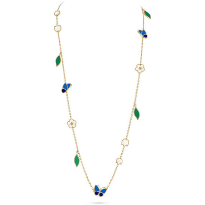 [Peak]LUCKY SPRING BUTTERFLY & FLOWER STATEMENT NECKLACE - 15-MOTIF FLORAL DESIGN