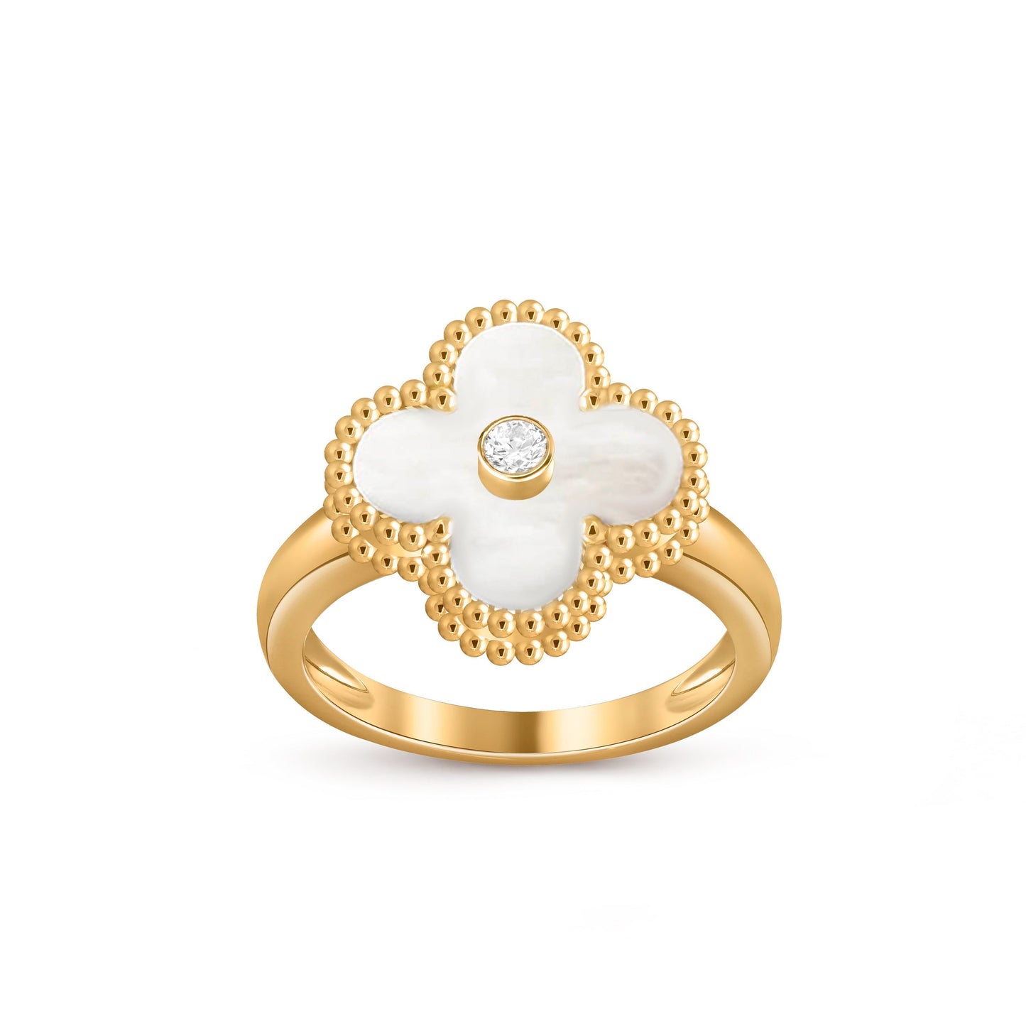 [Peak]LUCKY CLOVER DIAMOND-ACCENT GOLD RING COLLECTION