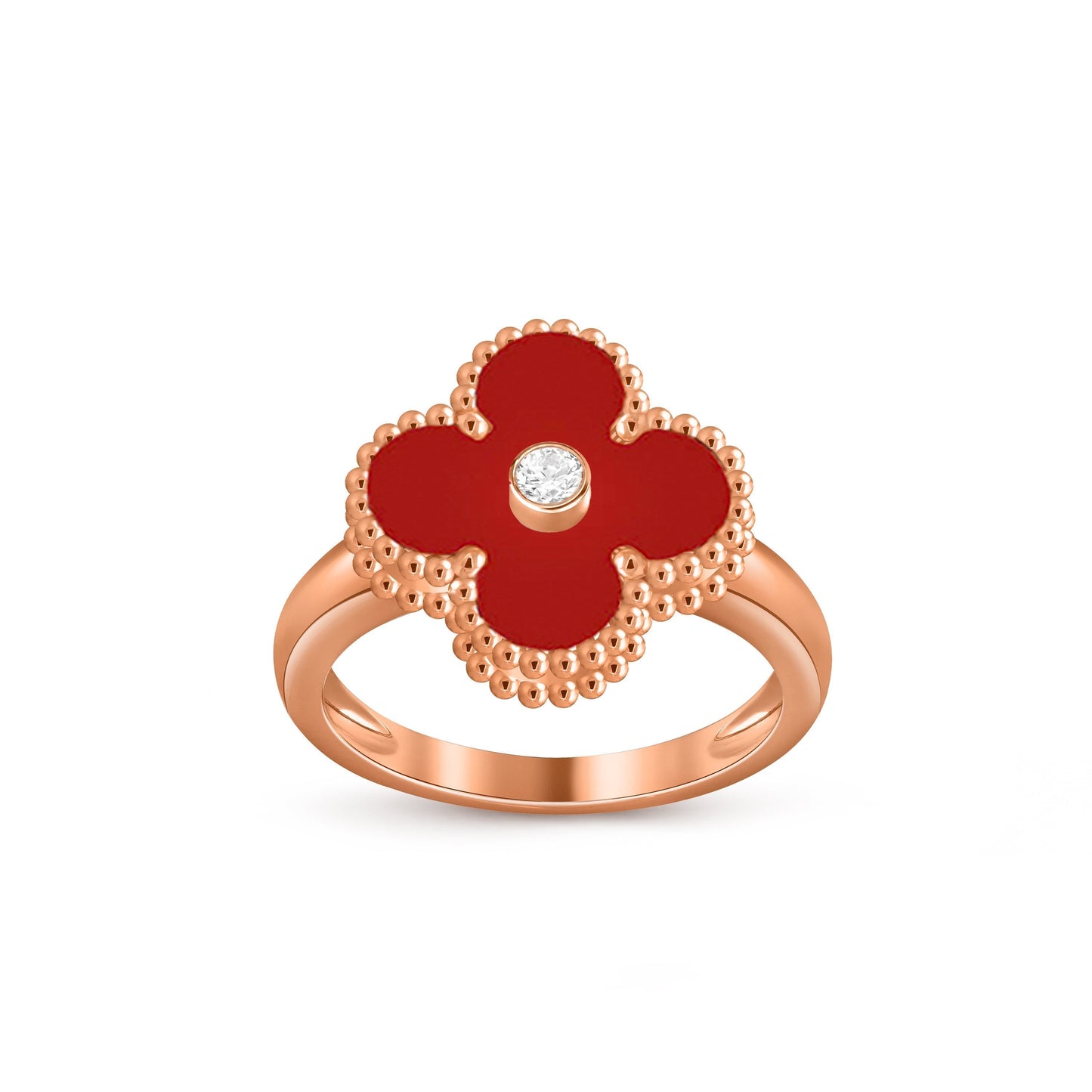 [Peak]LUCKY CLOVER DIAMOND-ACCENT ROSE GOLD RING COLLECTION