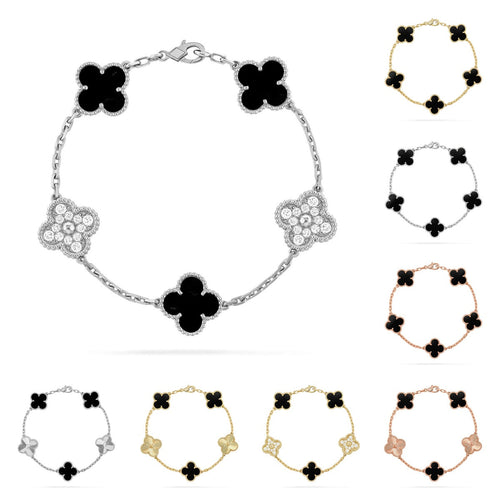 [Peak]LUCKY CLOVER 5-MOTIF BRACELET - BLACK OXNY COLLECTION