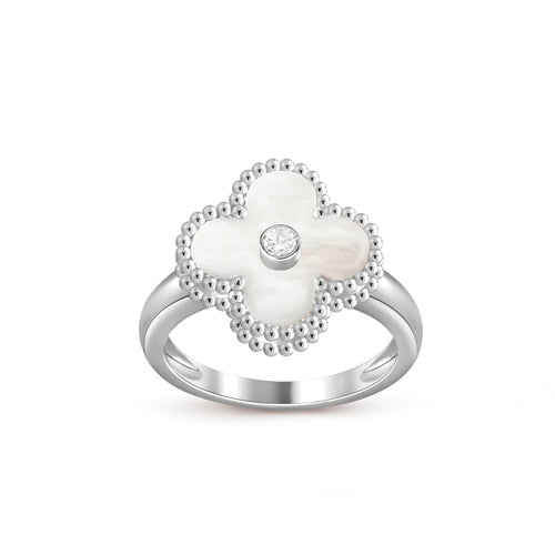 [Peak]LUCKY CLOVER DIAMOND-ACCENT WHITE GOLD RING COLLECTION