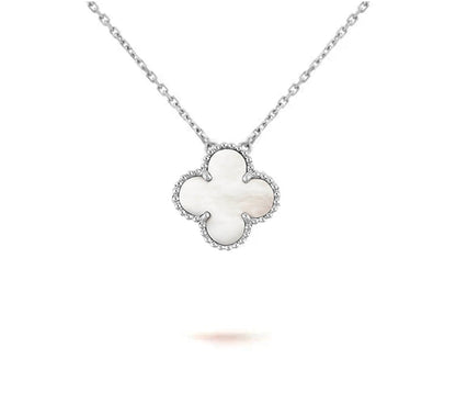 [Peak]15MM CLOVER FLOWER PENDANT NECKLACE WHITE GOLD COLLECTION