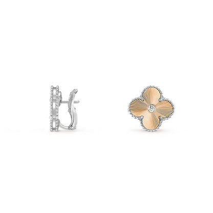 [Peak]15MM CLOVER FLOWER STUD EARRINGS DIAMOND-WHITE GOLD COLLECTION