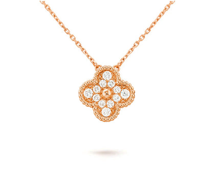 [Peak]15MM CLOVER FLOWER DIAMOND PENDANT NECKLACE COLLECTION