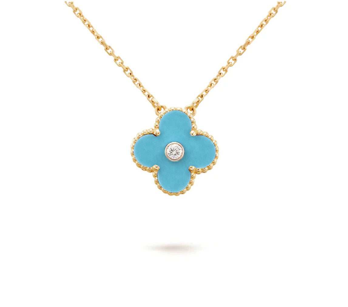 [Peak]15MM CLOVER FLOWER DIAMOND PENDANT NECKLACE COLLECTION