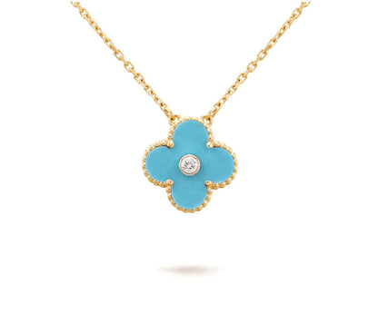 [Peak]15MM CLOVER FLOWER DIAMOND PENDANT NECKLACE COLLECTION