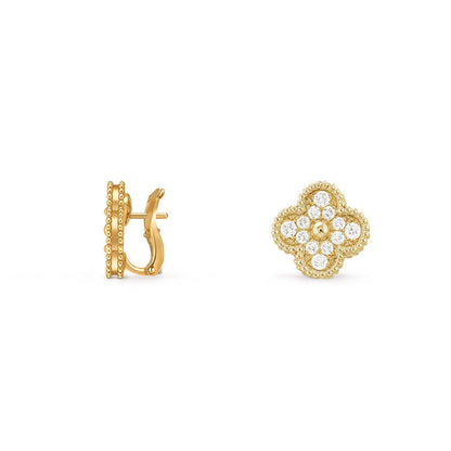 [Peak]15MM CLOVER FLOWER STUD EARRINGS GOLD COLLECTION