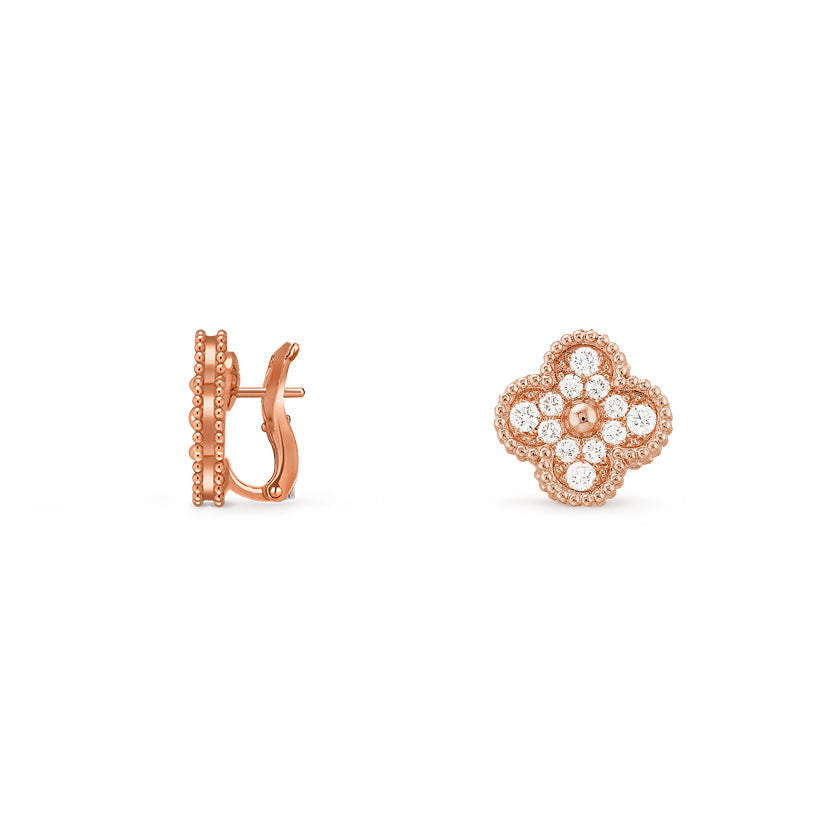 [Peak]15MM CLOVER FLOWER STUD EARRINGS ROSE GOLD COLLECTION