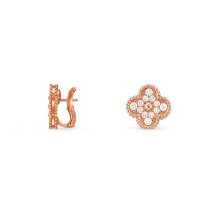 [Peak]15MM CLOVER FLOWER STUD EARRINGS ROSE GOLD COLLECTION