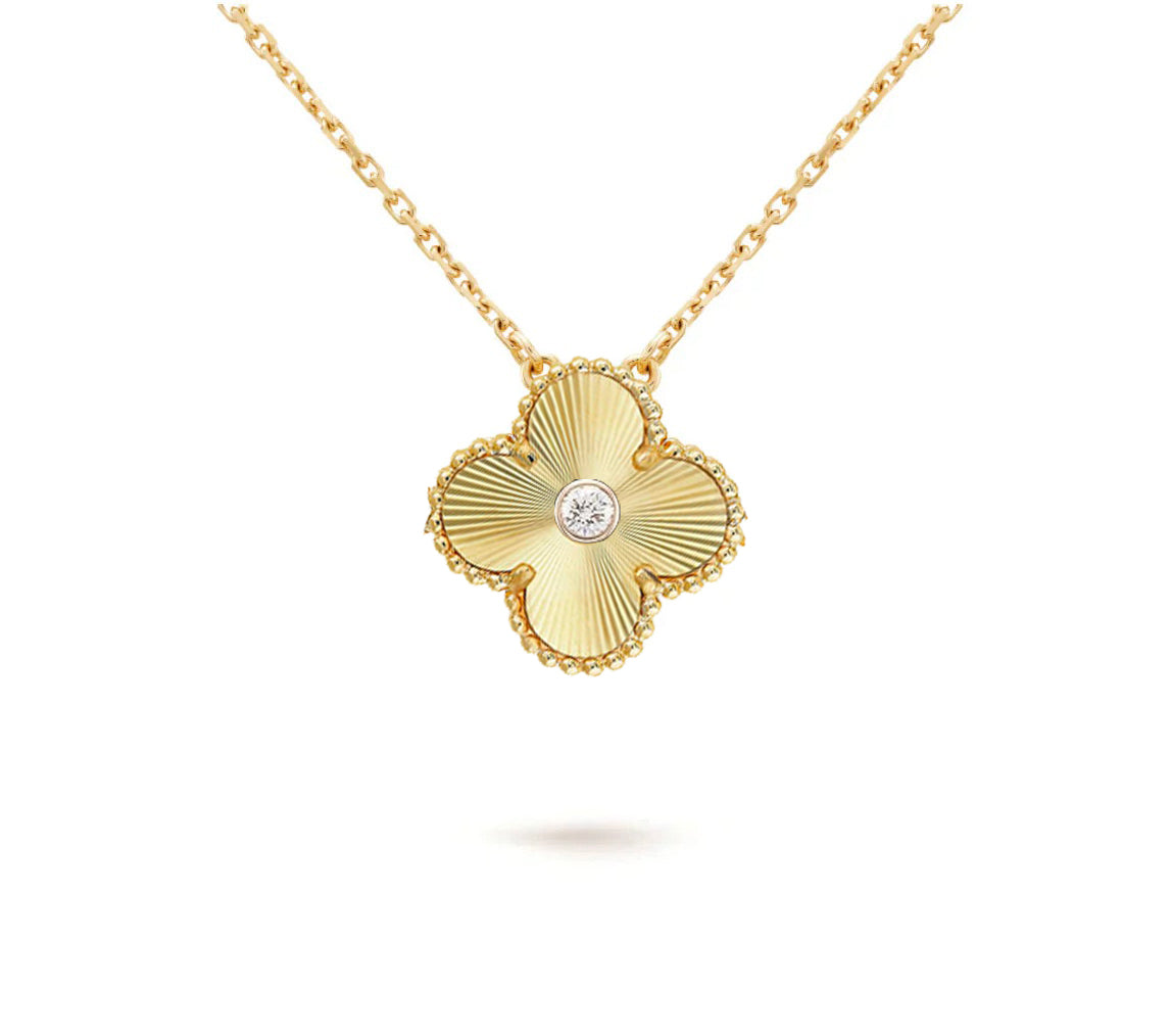 [Peak]15MM CLOVER FLOWER DIAMOND PENDANT NECKLACE COLLECTION