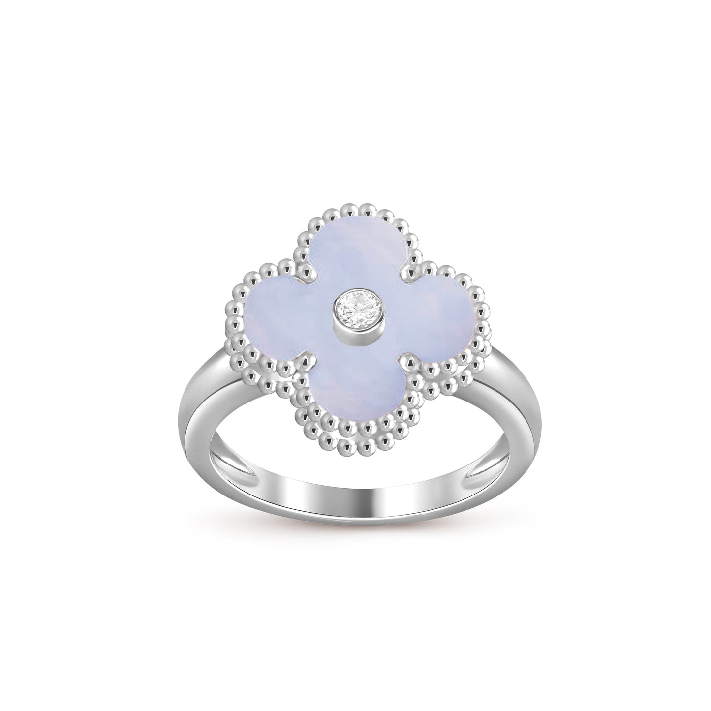 [Peak]LUCKY CLOVER DIAMOND-ACCENT WHITE GOLD RING COLLECTION