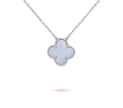 [Peak]15MM CLOVER FLOWER PENDANT NECKLACE WHITE GOLD COLLECTION