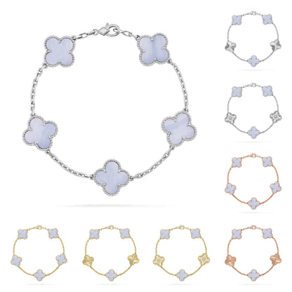 [Peak]LUCKY CLOVER 5-MOTIF BRACELET - PURPLE CHALCEDONY COLLECTION
