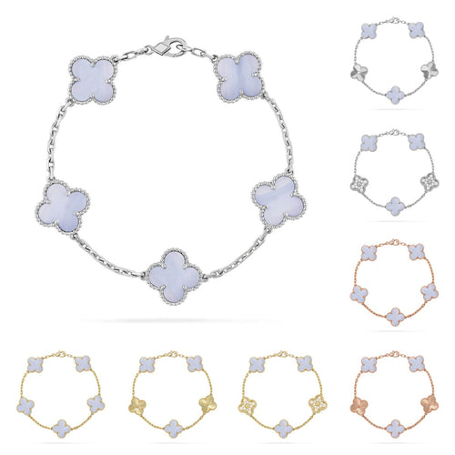[Peak]LUCKY CLOVER 5-MOTIF BRACELET - PURPLE CHALCEDONY COLLECTION