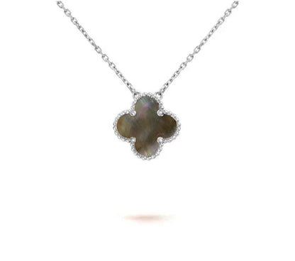 [Peak]15MM CLOVER FLOWER PENDANT NECKLACE WHITE GOLD COLLECTION