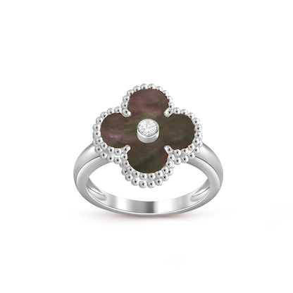 [Peak]LUCKY CLOVER DIAMOND-ACCENT WHITE GOLD RING COLLECTION