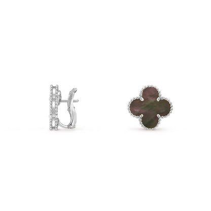 [Peak]15MM CLOVER FLOWER STUD EARRINGS WHITE GOLD COLLECTION