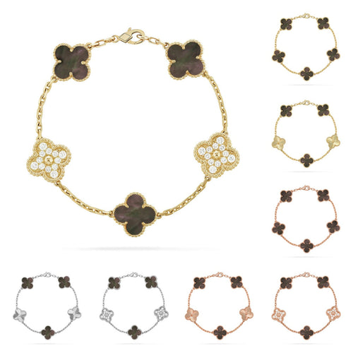 [Peak]LUCKY CLOVER 5-MOTIF BRACELET - GREY MOTHER-OF-PEARL COLLECTION