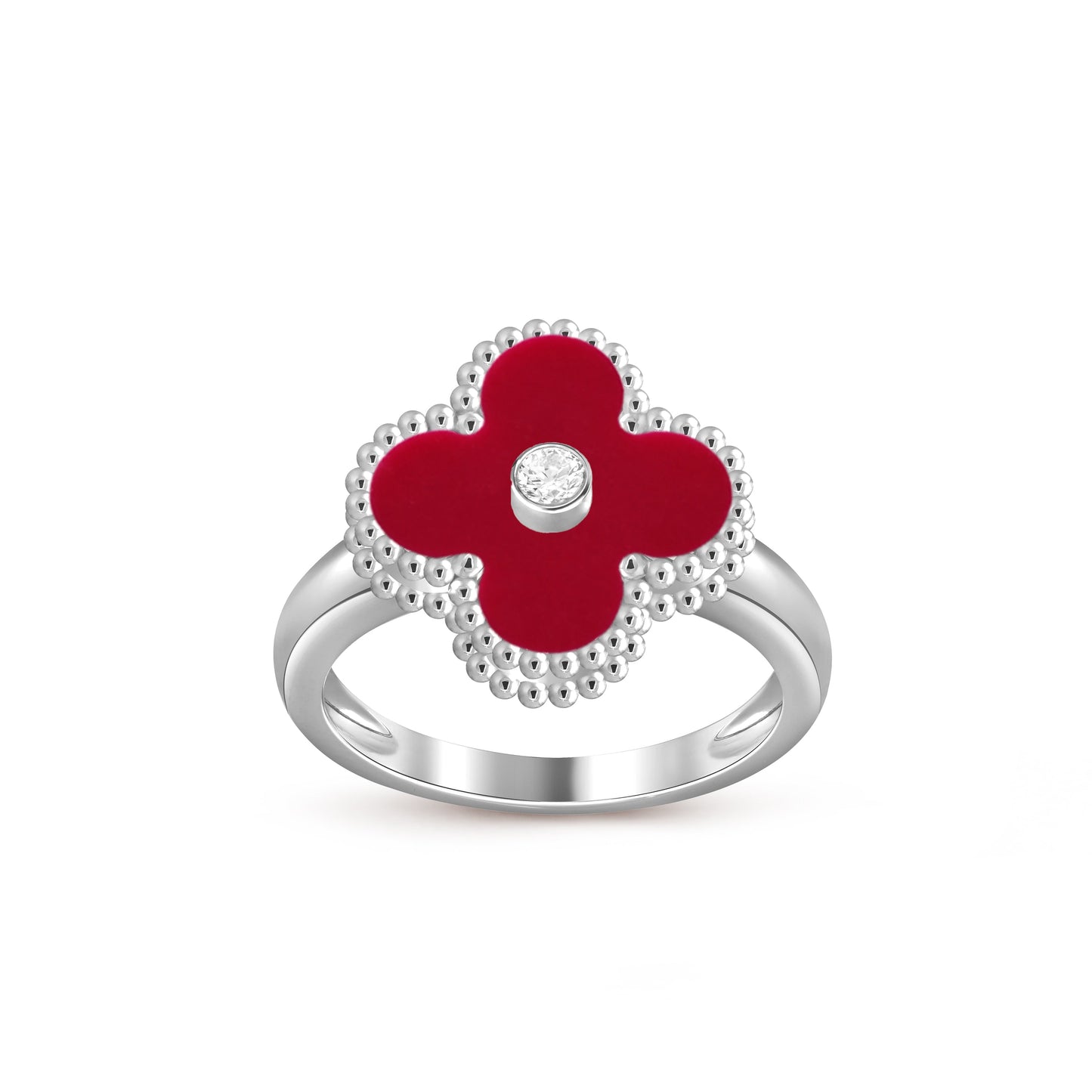 [Peak]LUCKY CLOVER DIAMOND-ACCENT WHITE GOLD RING COLLECTION
