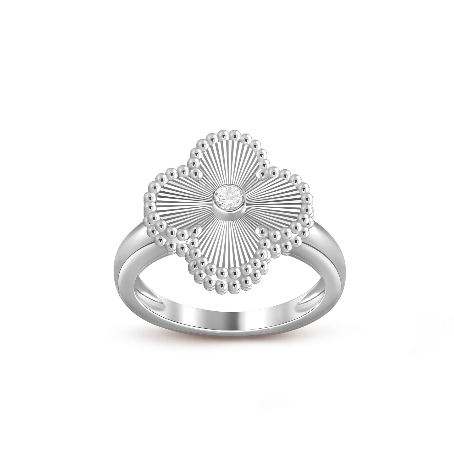 [Peak]LUCKY CLOVER DIAMOND-ACCENT WHITE GOLD RING COLLECTION