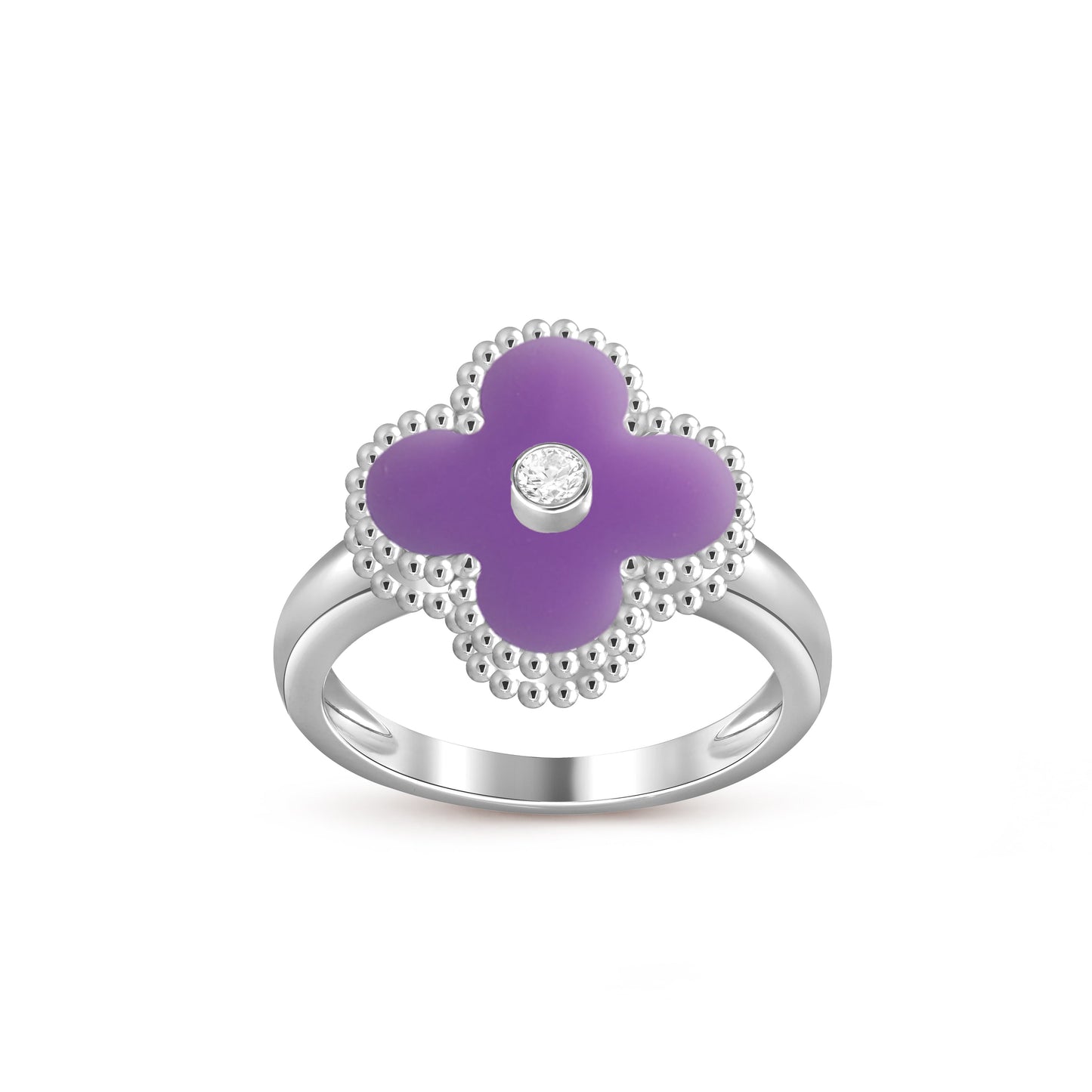 [Peak]LUCKY CLOVER DIAMOND-ACCENT WHITE GOLD RING COLLECTION