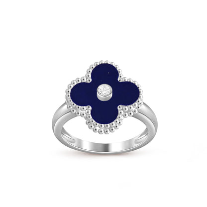 [Peak]LUCKY CLOVER DIAMOND-ACCENT WHITE GOLD RING COLLECTION