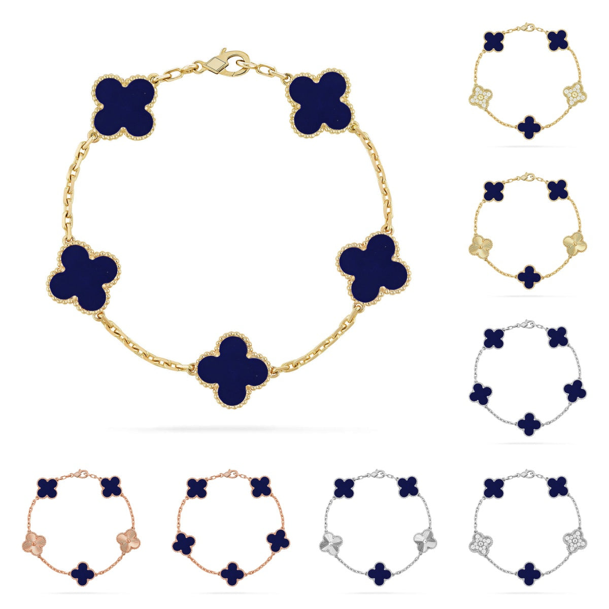 [Peak]LUCKY CLOVER 5-MOTIF BRACELET - LAPIS LAZULI COLLECTION