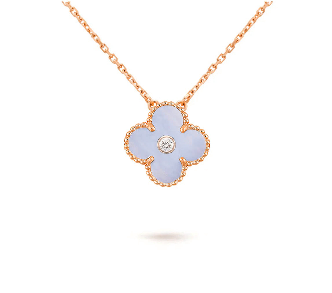 [Peak]15MM CLOVER FLOWER DIAMOND PENDANT NECKLACE COLLECTION