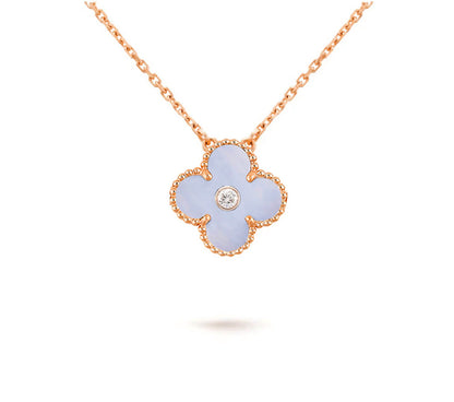 [Peak]15MM CLOVER FLOWER DIAMOND PENDANT NECKLACE COLLECTION