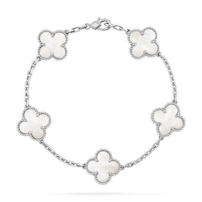 [Peak]LUCKY CLOVER 5-MOTIF BRACELET - WHITE MOTHER-OF-PEARL COLLECTION