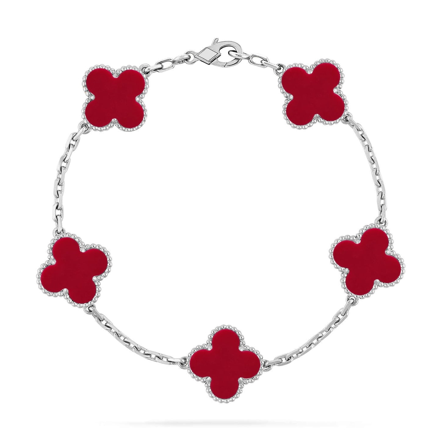 [Peak]LUCKY CLOVER 5-MOTIF BRACELET - RED CARNELIAN COLLECTION