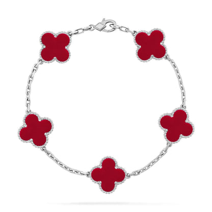 [Peak]LUCKY CLOVER 5-MOTIF BRACELET - RED CARNELIAN COLLECTION