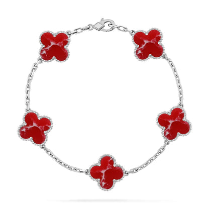 [Peak]LUCKY CLOVER 5-MOTIF BRACELET - RED LARIMAR COLLECTION