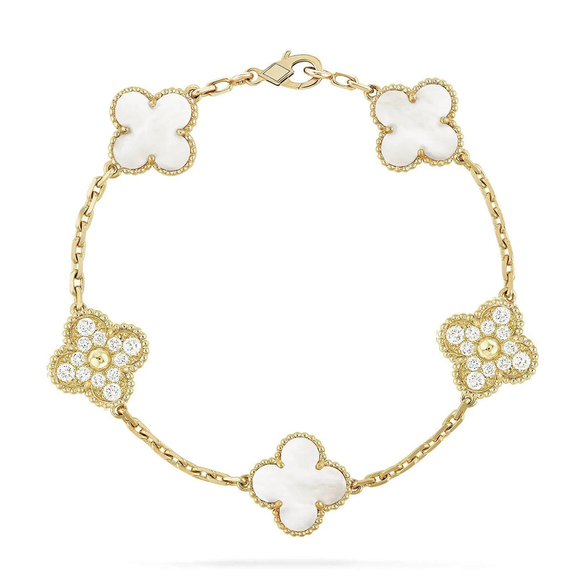 [Peak]LUCKY CLOVER 5-MOTIF BRACELET - WHITE MOTHER-OF-PEARL COLLECTION