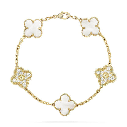 [Peak]LUCKY CLOVER 5-MOTIF BRACELET - WHITE MOTHER-OF-PEARL COLLECTION