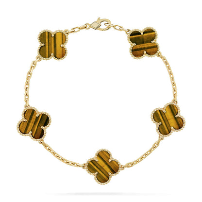 [Peak]LUCKY CLOVER 5-MOTIF BRACELET -  TIGER’S EYE COLLECTION