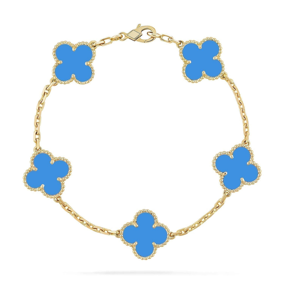 [Peak]LUCKY CLOVER 5-MOTIF BRACELET - BLUE AGATE COLLECTION