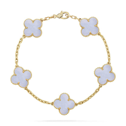 [Peak]LUCKY CLOVER 5-MOTIF BRACELET - PURPLE CHALCEDONY COLLECTION
