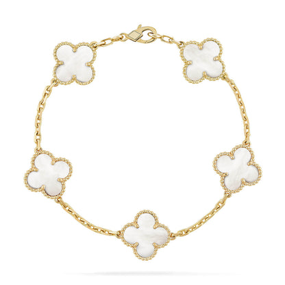 [Peak]LUCKY CLOVER 5-MOTIF BRACELET - WHITE MOTHER-OF-PEARL COLLECTION