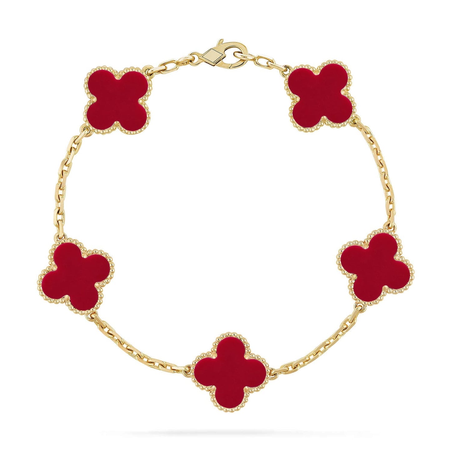 [Peak]LUCKY CLOVER 5-MOTIF BRACELET - RED CARNELIAN COLLECTION