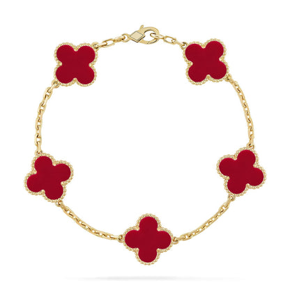 [Peak]LUCKY CLOVER 5-MOTIF BRACELET - RED CARNELIAN COLLECTION