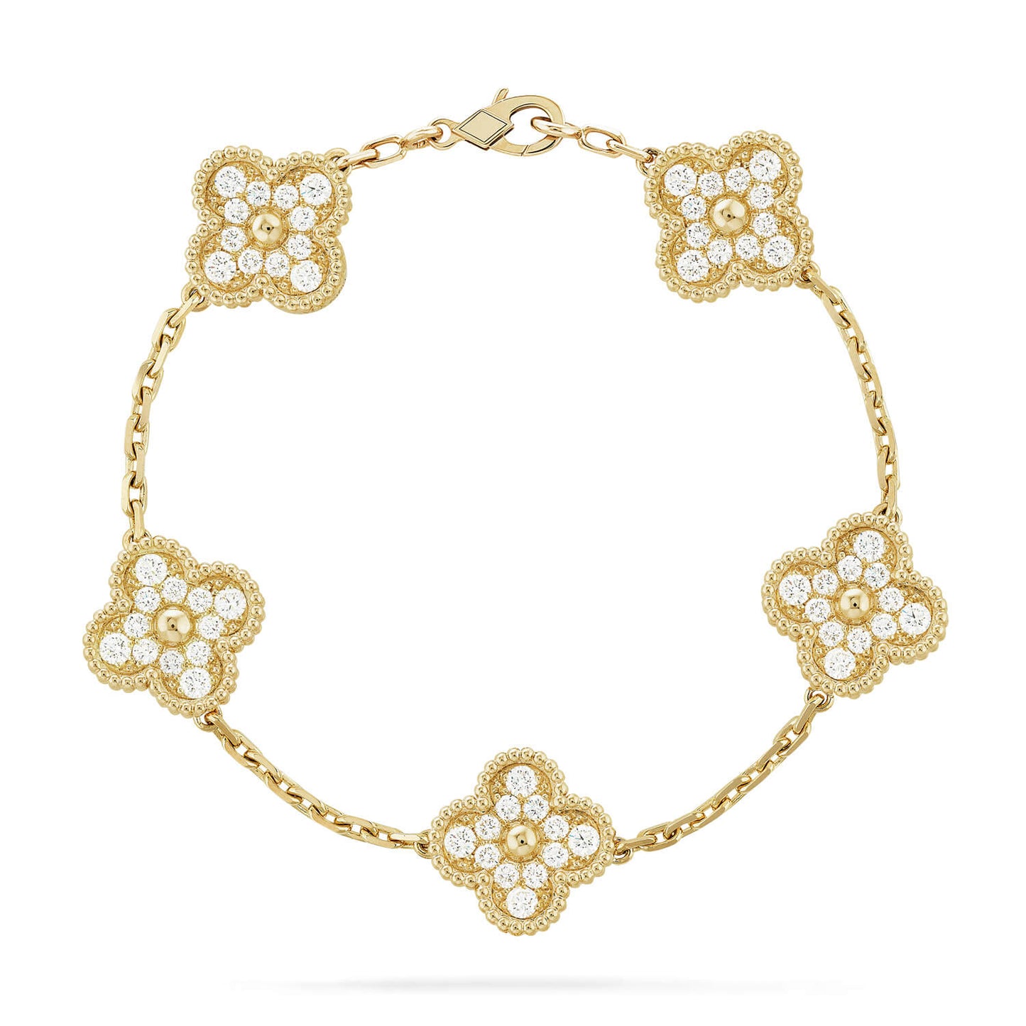 [Peak]LUCKY CLOVER 5-MOTIF BRACELET - FULL-DIAMOND
