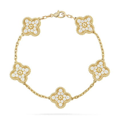 [Peak]LUCKY CLOVER 5-MOTIF BRACELET - FULL-DIAMOND
