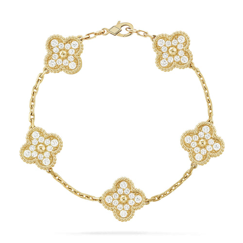 [Peak]LUCKY CLOVER 5-MOTIF BRACELET - FULL-DIAMOND