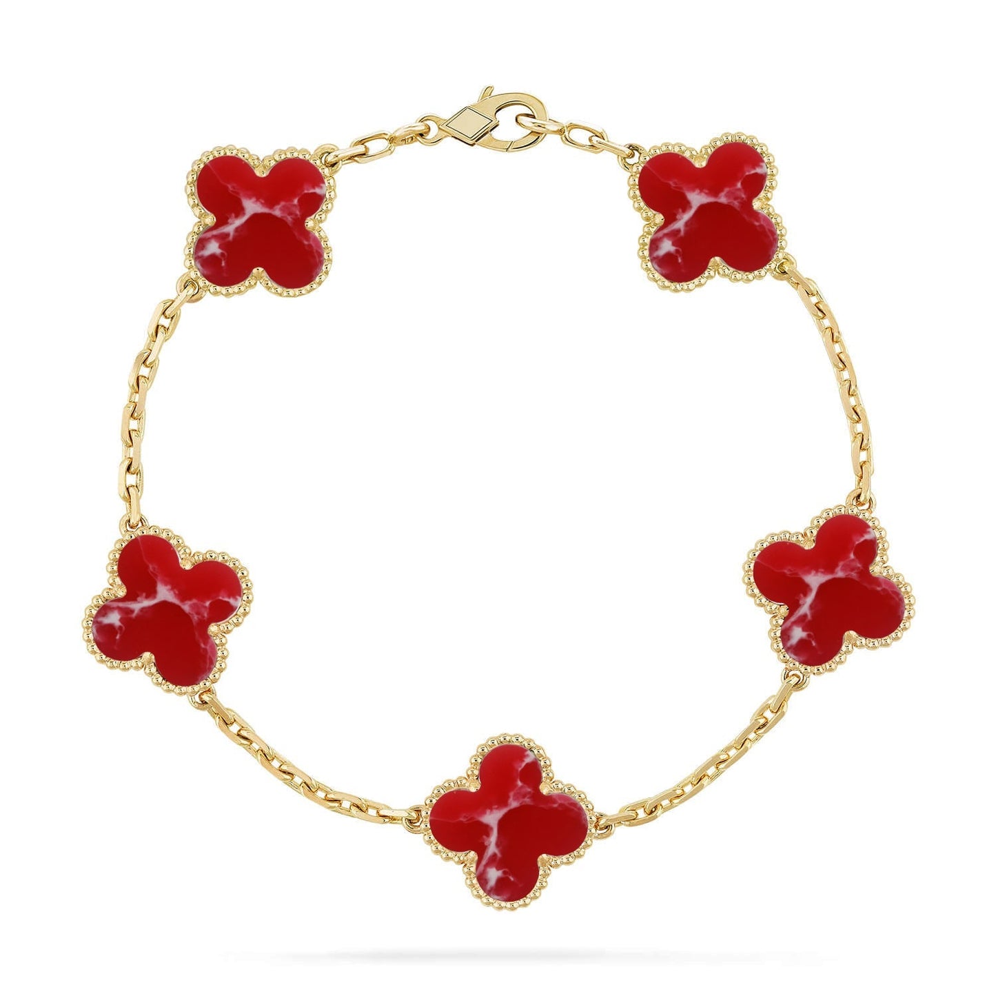 [Peak]LUCKY CLOVER 5-MOTIF BRACELET - RED LARIMAR COLLECTION