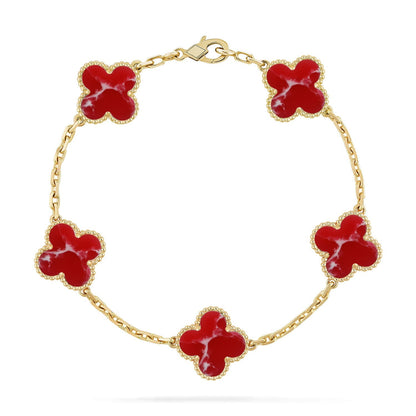 [Peak]LUCKY CLOVER 5-MOTIF BRACELET - RED LARIMAR COLLECTION