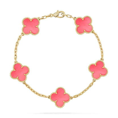 [Peak]LUCKY CLOVER 5-MOTIF BRACELET - PINK MOTHER-OF-PEARL COLLECTION